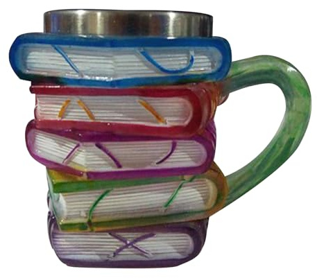 Tuxuseo Painted Book Mug | 3D Stacked Books Coffee Cup | Book Stack Coffee Mug To Go | Glass Cup Tea Milk Drinking Vessels - For Home Decoration, Desktop Decoration