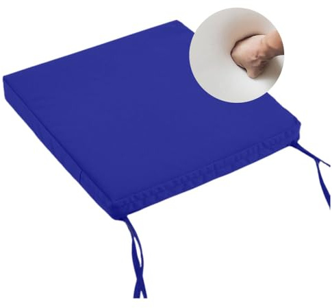 Surwin Cojines para Sillas de Jardin, Cojines Plaza para Asientos, Funda Lavable con Cremallera, 2 Cintas de Sujeción, para Interior y Exterior de Comedor, Jardín y Terraza (Azul,40x40x5cm)