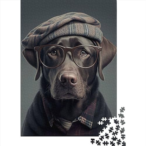 Rompecabezas Cuadrado de 500 Piezas con diseño de Perro Hipster Vestido, para Adultos y niños. Rompecabezas de Madera, 500 Piezas (52 x 38 cm).