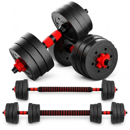 Set d’haltères réglables 19 kg avec barre de liaison