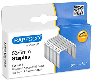 Rapesco 0751 Typ 53/6 mm Verzinkte Heftklammern, 2000 Stück