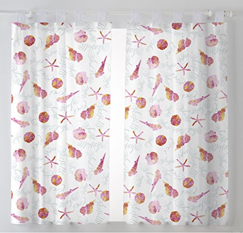 Martina Home Pack 2 Cortinas con Visillo para Cocina Modelo Caracolas,Medida 100 x 140 cm, Color Fucsia