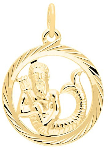 My Gold Damen Herren Kinder Anhänger Sternzeichen Wassermann Gold 333 (Ohne Kette) Echtes Gelbgold (8 Karat) Ø 15mm Rund Horoskop Gavno A-04433-G302-Was