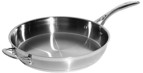 ProCook Uncoated 18/10 Stainless Steel Frying Pan - 30cm, Durable Saute Skillet - Induction & Dishwasher Safe Cookware