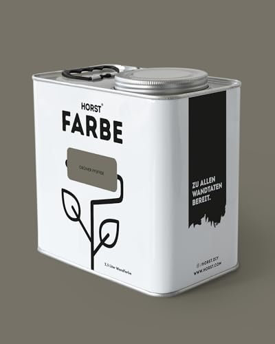 HORST Wandfarbe Grüner Pfeffer 2,5L - Hochwertige Innen-Farbe - Hohe Deckkraft & Schnelltrocknend - Geruchsneutral - Spritz- & Tropffrei - 100% Natürlich - Grün
