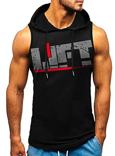 HOTCAT Tank top Herren Muskelshirt Ärmelloser Hoodie Muskelshirt Workout Fashion Sport Top Fitness Unterhemden Kapuzenpullover
