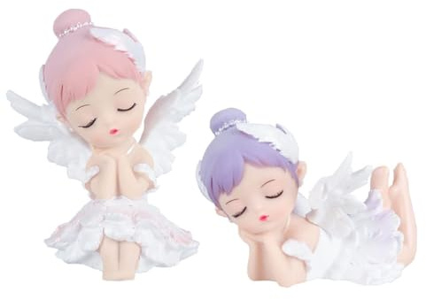 ACMEDE 2Pcs Moments Précieux Bébé Fille Priant Ange Chiffres Bisque Porcelaine Figurine Gâteau Toppers Enfants Fête Danniversaire Bébé Douche Noël Table Maîtresse Décorations