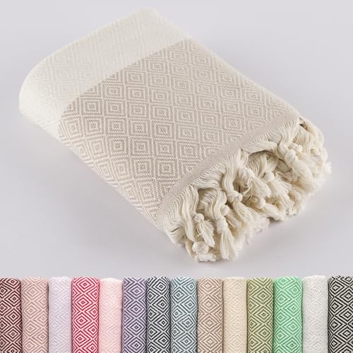 Stark und Weich Lucidus Serviette de hammam S&W, serviette de sauna, serviette de plage XXL, Fouta 100 x 180 cm, couverture de yoga, coffret cadeau, extra douce (diamant mocha)