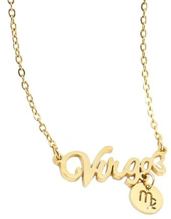 Stjärntecken stjärnbild horoskop hänge halsband guldpläterade astrologihalsband för kvinnor bästa presenten till födelsedag smycken nyår mors dag jul bröllop, Guld, Ingen ädelsten