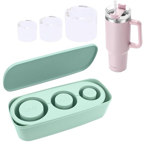 DAKLUNAR Stanley Cup isbitsform tillbehör, isbitsbehållare silikon med lock och behållare, 3 fack isbitsskål, isbitar för 40 Oz tumbler mugg cocktails, whisky, frukt fruktmos (brun)