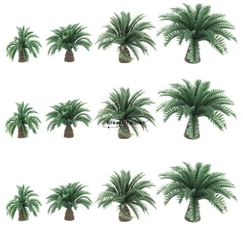 Model Trees Kit,20Pcs 2.5-4cm Dwarf Coconut Palm Trees Scenery Models Resin Bush Artificial Forest Railway Sand Table Craft