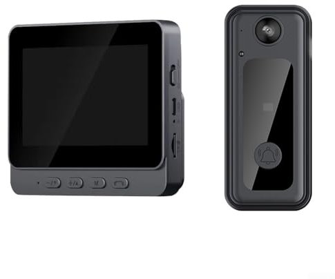 Interphone vidéo sans fil avec écran de 4,3 pouces - Sonnette de porte - Visibilité améliorée - Interphone vidéo sans fil