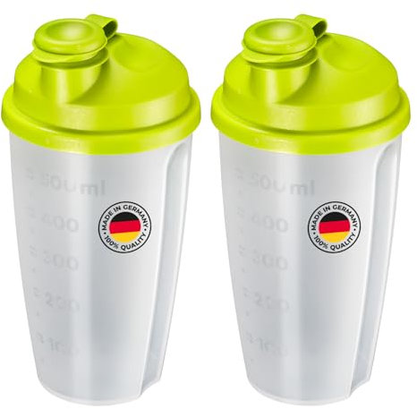 Westmark Shaker à sauces Mixery, 2 Pièces – Grands Shakers avec Disque de Mixage Amovible et Échelle de Mesure pour la Préparation de Vinaigrettes et de Shakes – Vert Pomme, 0,5 L
