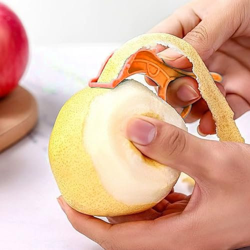 Pelafrutta, Versatile Compatto, Facile da Pulire, Pelapatate Manuale, Coltello in Metallo Sicuro per Ristoranti (ORANGE)