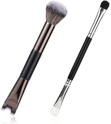 Gosknor 2pcs Pinceaux Contour du Nez, 2 en 1 Double Embout en Forme de u Doux pour Maquillage Ombre à Paupières Ombre à Paupières pour Illuminer Sculpter et Estomper