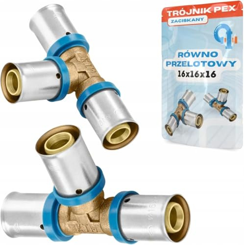 Rimex Pressfitting PEX T-Stück 16x16x16, Pressfitting, gleichmäßig, Pressverbinder, massiv, langlebig, Trinkwasser geeignet, Pressprofil U, 1 Stück
