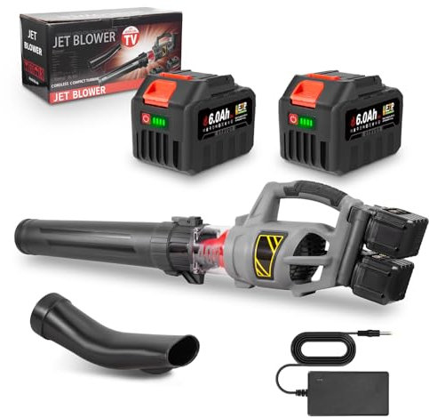 ONEVAN Laubbläser Akku, 40V Bürstenlos Akku Gebläse mit Akkus 2X 6000mAh, 180km/h, 3-Gang, Turbinengebläse Kabellos Luftgebläse zum Ausblasen von trockenem und nassem Laub, Schnee