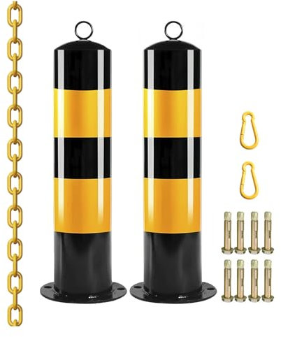 Poteau De Sécurité Avec Boulons D'ancrage, Borne Toutes Saisons Et Barrière De Stationnement Épaississante Pour Portail De Garage, Durabilité(11.4x50cm/4.48x19.68in)