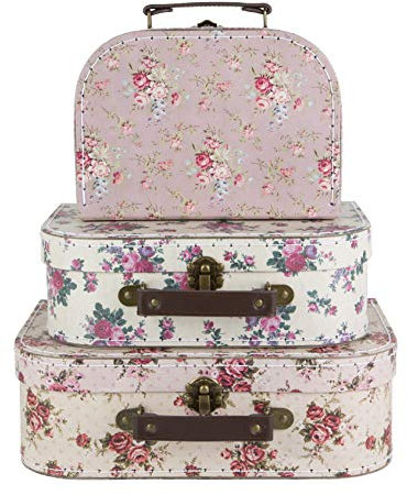 Sass and Belle Koffer / Aufbewahrungsboxen, 3 Stück, für Schule, Zuhause, zur Dekoration, verschiedene Designs rose