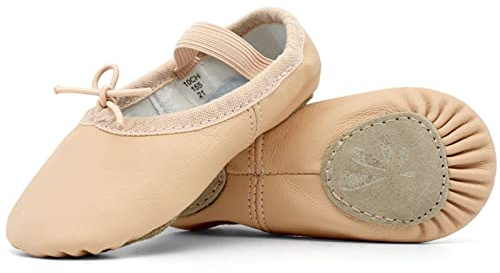 DANCEYOU Scarpette Danza Classica in Pelle Scarpe da Ballo Piatto Balletto Ginnastica per Bambini Ragazze e Donna Suola Divisa 33.5 EU