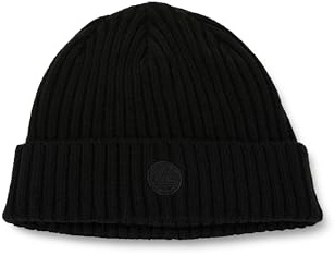 Timberland Men's Ribbed Watch Cap with Logo Patch, Black, One Size