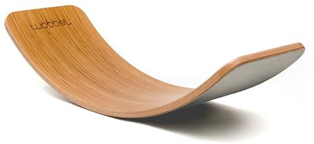 Wobbel Balanceboard Original Bamboo aus Bambus mit Filz Baby Mouse / Hellgrau Yogaboard