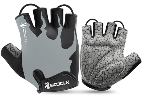 KONVINIT Guanti da ciclismo mezze dita unisex Guanti da bici traspiranti imbottiti senza dita con impugnatura antiscivolo per MTB,ciclismo su strada,palestra,Crossfit e sollevamento pesi