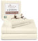 Pizuna 100% Cotton Super King Bed Sheet Set Ivory, 400 Thead Count Long Staple Cotton Bedding Set 300x280 cm, Soft Sateen 4 PC King Bed Sheet Set -Fitted Sheet, Flat Sheet & 2 Pillowcases