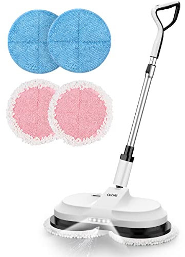 OGORI Kabellos Elektrischer Mopp Bodenwischer Elektrisch Poliermaschine mit Sprühfunktion, LED Beleuchtung, 300ml Wassertank, Akku-Vibrationsmopp Wischen Ohne ​Kraftaufwand [Akkulaufzeit bis 60 min]