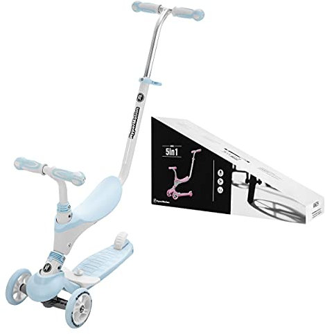 HyperMotion, Kinderroller für die Kleinen, Multifunktionsroller, Kickboard, Tretroller, Kinderscooter für Mädchen und Jungen, Roller mit Sitzgelegenheiten, 5in1, Blau