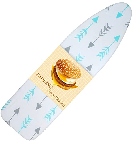 BNDX Ironing Board Cover, 15 x 54 Standard Size Thick Padding with 2 Elastic, Stain Resistant & Durable Scorch, 2 Click Buckles for Smooth Iron and Easy Installation…