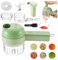 4-in-1 Electric Vegetable Chopper Set Vegetable Cutter Handheld Veg Chopper Portable Crusher Food Blender Processor USB Charging Mini Slicer for Garlic, Onion, Chilli