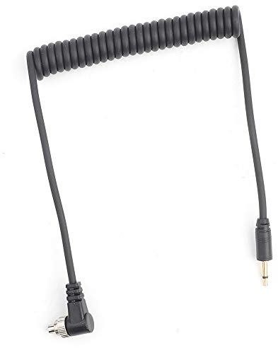 lyrlody 2.5mm to Male Flash PC Sync Cable, Coiled Extension Cord with Screw Lock for Camera Flash Trigger Sync Cable Studio Photography