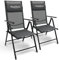 deluxe4home® 2er Set Gartenstuhl Klappbar 7-stufig verstellbar I Terrassenstuhl aus Metall Anthrazit I Hochlehner Klappstuhl mit Armlehnen Balkonstuhl inkl. Kopfpolster Campingstuhl