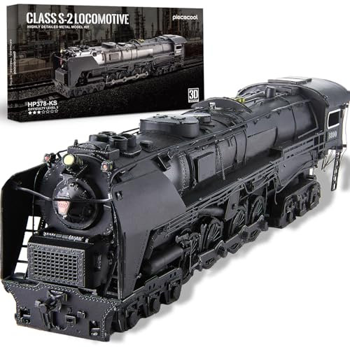 Piececool Maquette 3D Métallique Locomotive à Vapeur S-2 - Puzzle Modèle Train à Vapeur en Acier Inoxydable - 448 Pièces - Cadeau et Objet de Collection pour Adultes
