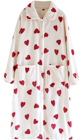 Peignoir thermique doux et confortable pour femme - Robe de chambre boutonnée avec col - Longueur cheville - Robe de douche - Rechercher sur cette page - Robe fine rouge M