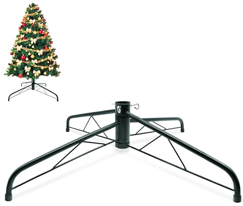 Soporte para árbol de Navidad 60 cm - Base de cruz para árbol artificial de Navidad de 240 cm - Soporte plegable para árbol de Navidad con orificio de 3.2 cm - Soporte verde para árbol de Navidad