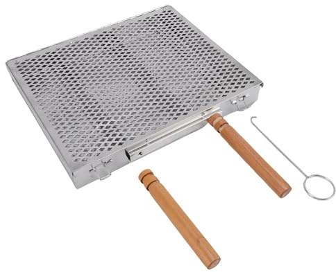 Diyeeni Cesta de Parrilla de Barbacoa, Cesta de Calefacción de Uniforme Rectangular para Pescado (manija doble)