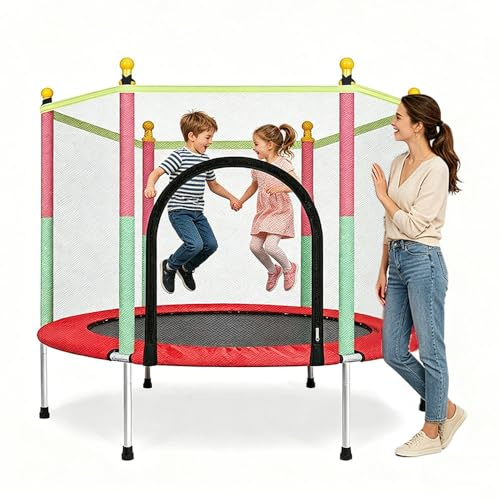 Gziztx 140cm Toddler Trampoline Outdoor Indoor with Safety Enclosure Net