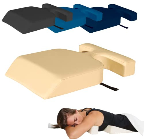 Porta lite innovation in therapy Female Breast Support Bolster Massage Cushion - Full Chest Support Ergonomic Design + Soft Foam Cushioning + Durable PU Upholstery + Convenient Carry Strap (Navy)