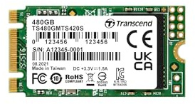 Transcend MTS420S 480GB M.2 2242 SATA III 6Gb/s SSD, Read/Write up to 530/480 mb/s with 3D NAND Flash TS480GMTS420S