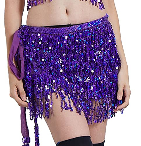 JK Home Jupe à Paillette Ceinture de Danse Violet