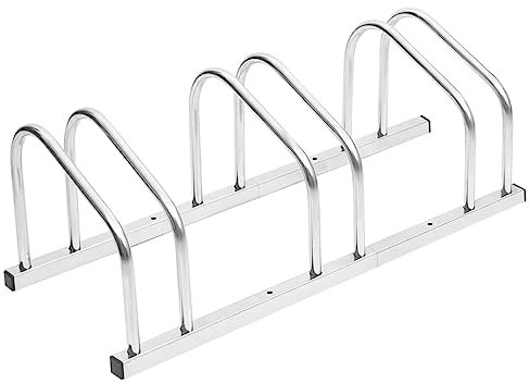 vidaXL Porte-vélos pour 3 Vélos, Support de Bicyclettes avec Rangement, Râtelier de Vélo au Sol Garage Jardin Terrasse, Acier Galvanisé