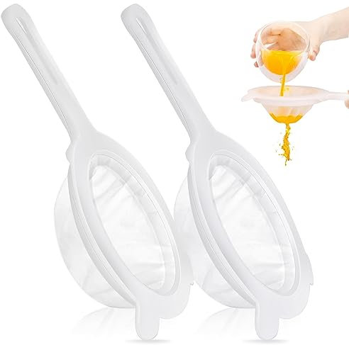 2 Pack Ultra Fine Mesh Strainer Plastic Nylon Food Juice Strainer Kitchen Sieve Yogurt Mesh Strainer with Handle for Kitchen Juicing 120/200 Mesh