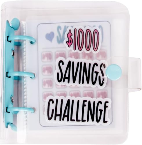 DVHOK Money Saving Binder, $1000 Money Saving Challenge Binder, Reusable Budget Book with Cash Envelopes Blue