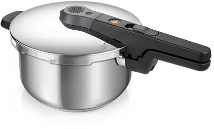 Tescoma 701304 Pentola a pressione acciaio inox, capacità 4 litri, 4 dispositivi di sicurezza, linea Element