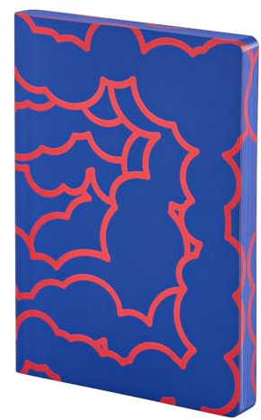 nuuna Notizbuch A5+ | Graphic L - Heaven | 3,5 mm Punktraster | 256 nummerierte Seiten | 120 g Premium-Papier | Leder blau | nachhaltig produziert in Deutschland