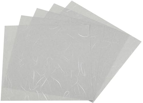 Rebower 20 fogli di carta di gelso in fibra naturale, 15,2 x 15,2 cm, design Washi, per fai da te, origami, biglietti, grigio