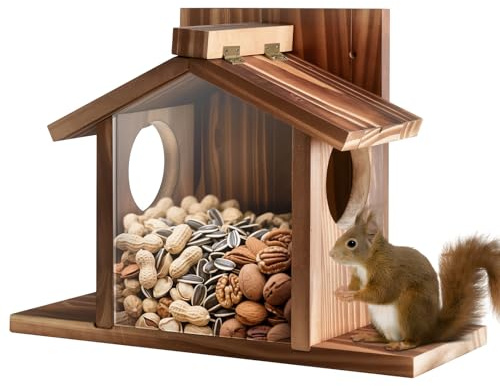 Gnodary Squirrel Feeders for Outside, Durable Squirrel House for Outdoor - Chipmunk Feeder, Squirrel Food for Backyard Squirrels Hold Corn, Corn Cob, Peanuts (Beige Brown)