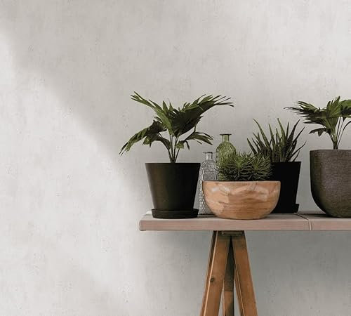 marburg Carta da parati beige chiaro, tinta unita, effetto cemento, per soggiorno, camera da letto, cucina, 10,05 x 0,53